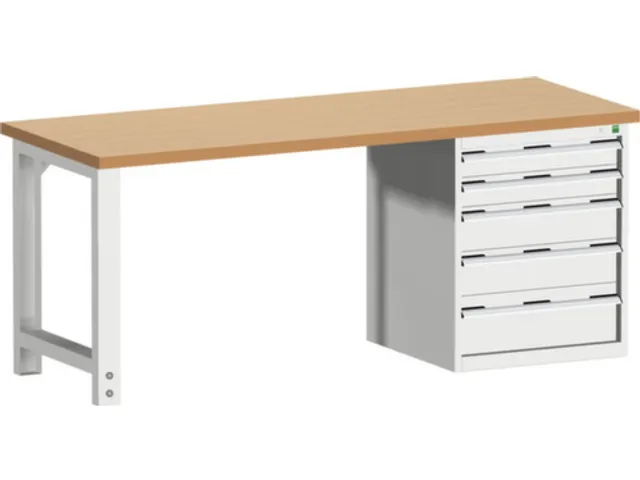 établi HxlxP 840x2000x750mm plateau hêtre rouge force 1500kg