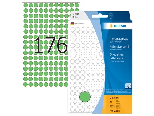 HERMA 2215 Multipurpose etiketten Rond 8mm Groen 5632 stuks