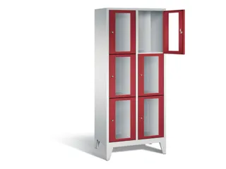 lockerkast 1850x810x500mm 2x3 vakken Cilinderslot Poten, RAL3003 - 1