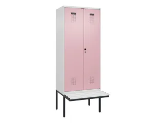 locker met bank,voor scheiding van kleding,HxBxD 2120x800x815mm,2vak - 2