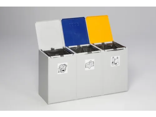 Afvalverzamelaar 3-voudig module HxBxD 570x1060x405mm 60 liter Grijs