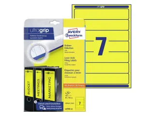 Rugetiket Avery Zweckform smal 38x192mm zelfklevend geel L4765-20 - 1