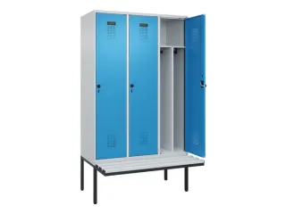 locker met bank,voor scheiding van kleding,HxBxD 2120x1200x815mm,3vak - 1