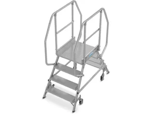 bordestrap,verrijdbaar,bordes H 1m,2x4treden,aluminium,4zwenkwielen - 1