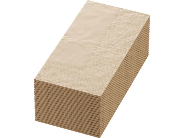 Duni Servet Naturel Bruin 33x33cm 1/8 vouw 2-laags 1200 Stuks