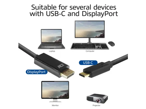 Kabel ACT USB-C naar Displayport 60Hz 2 meter