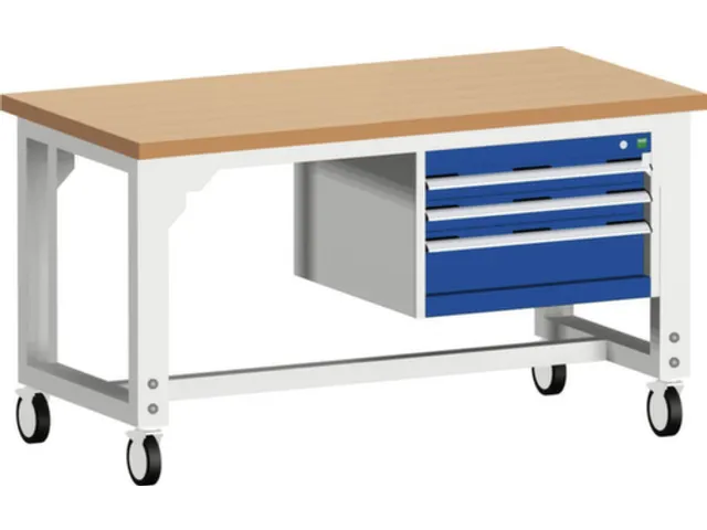 werkbank,verrijdbaar,HxBxD 840-1140x1500x750mm,beukenblad