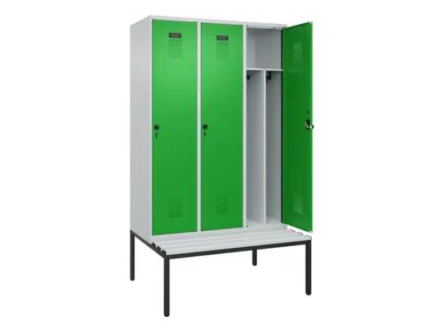 locker met bank,voor scheiding van kleding,HxBxD 2120x1200x815mm,3vak