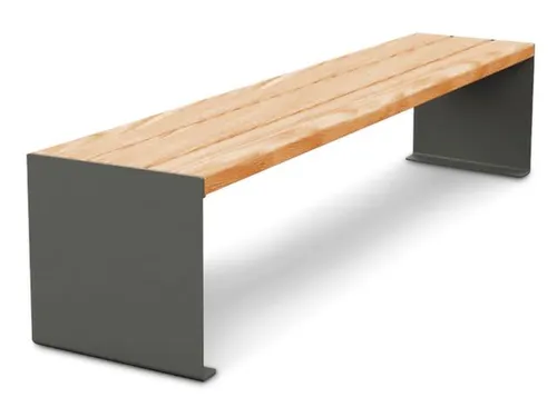 zitbank B 1800mm 3latten zitting licht eikenhout H 450mm staal grijs