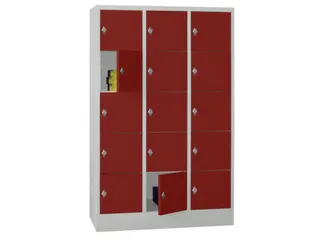 lockerkast,HxBxD 1850x1200x500mm,3x5vakken,RAL7035,front RAL3000 - 2