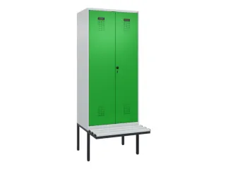 locker met bank,voor scheiding van kleding,HxBxD 2120x800x815mm,2vak - 2