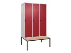 locker met bank,HxBxD 2120x1200x815mm,3vak,vak B 400mm,draaigrendel