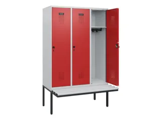 locker met bank,HxBxD 1950x1200x815mm,3vak,vak B 400mm,draaigrendel - 1