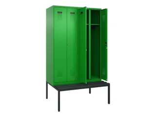 locker met bank,voor scheiding van kleding,HxBxD 2120x1200x815mm,4vak - 1