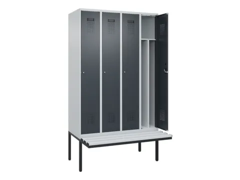 locker met bank,voor scheiding van kleding,HxBxD 2120x1200x815mm,4vak