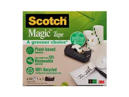 Plakband Scotch Magic 810 19mmx33m transparant 14 rollen + houder