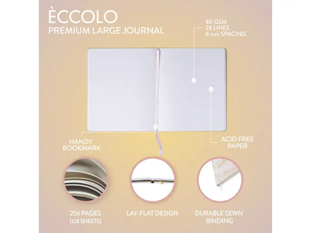 Notitieboek Èccolo Pink Marble lijn ca.20x25cm 80gr. 256pag.