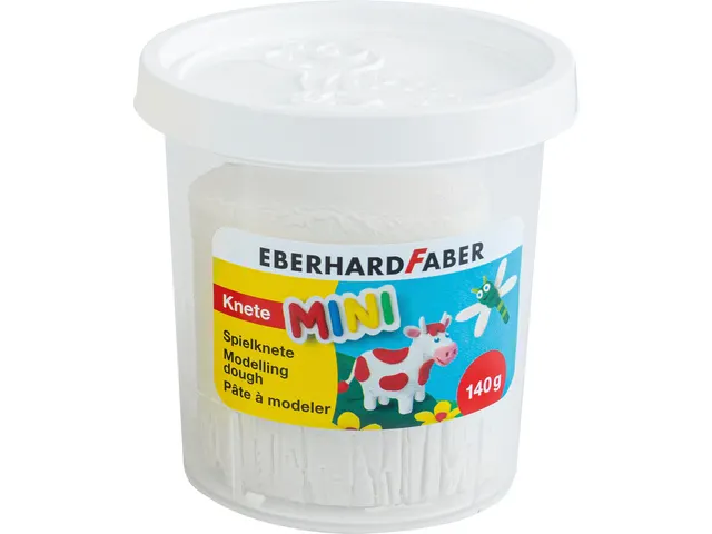Kinderklei Eberhard Faber in beker,140gr wit, geel, rood, blauw