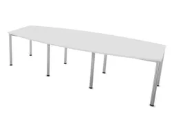 vergadertafel HxBxD 74x280x120cm vatvormig Bl-wit 4voeten Alu