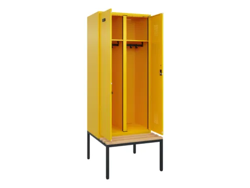 locker met bank,voor scheiding van kleding,HxBxD 2120x800x815mm,2vak