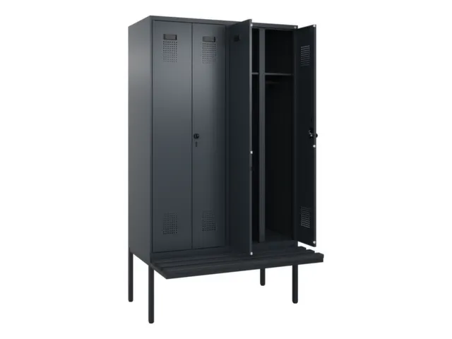 locker met bank,voor scheiding van kleding,HxBxD 2120x1200x815mm,4vak