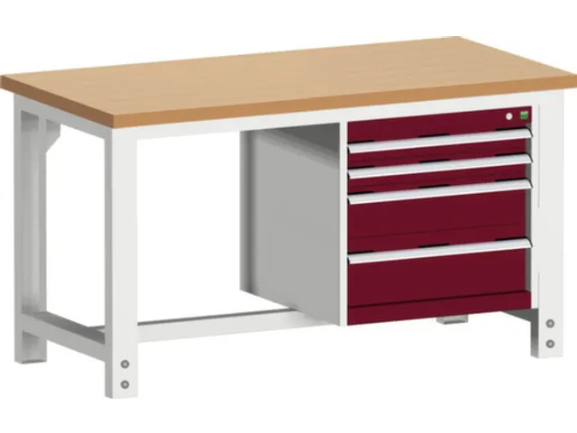 établi HxlxP 740-1140x1500x750mm plateau hêtre rouge force 1500kg