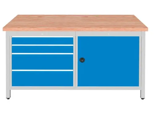werkbank,HxBxD 860x1500x750mm,onderstel RAL5010,fronten RAL3020