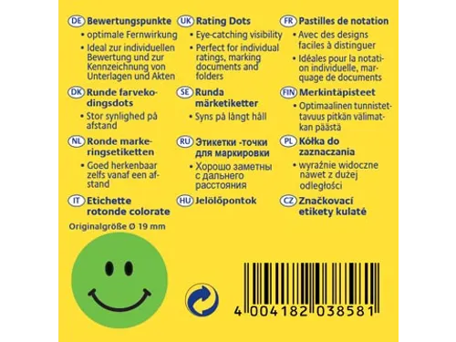 Avery rating dots diameter 19 mm 250 stuks smiley groen