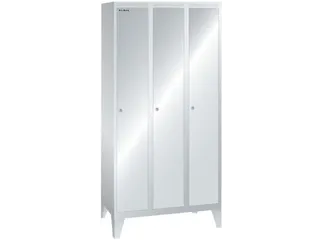 garderobekast,HxBxD 1850x900x500mm,3vak,vak B 300mm,cil.-slot,voeten - 1