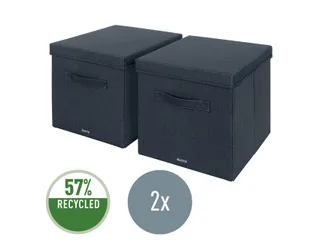 Leitz Stoffen opbergdoos met deksel Grijs 38x33x32,5cm 2 stuks - 3
