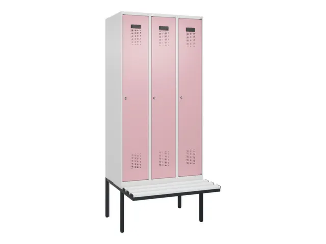 locker met bank,voor scheiding van kleding,HxBxD 2120x900x815mm,3vak