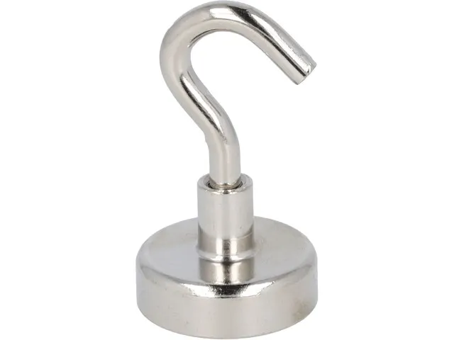 Aimant avec crochet Westcott 25mm force de traction +/- 15kg argent
