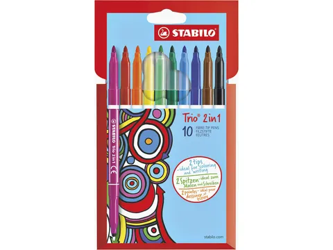 Viltstift Stabilo Trio Non Permanent 2 In 1 223/10 Stuks Assorti