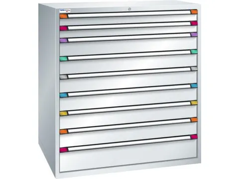 ladekast HxBxD 1400x1205x695mm 9laden RAL7035 front RAL7035