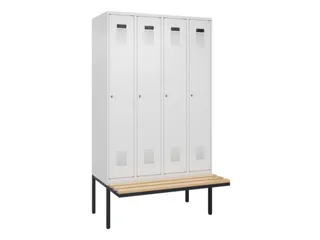 locker met bank,HxBxD 2120x1200x815mm,4vak,vak B 300mm,cilinderslot - 2