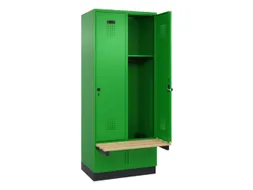 locker met bank,HxBxD 1950x800x815mm,2vak,vak B 400mm,draaigrendel