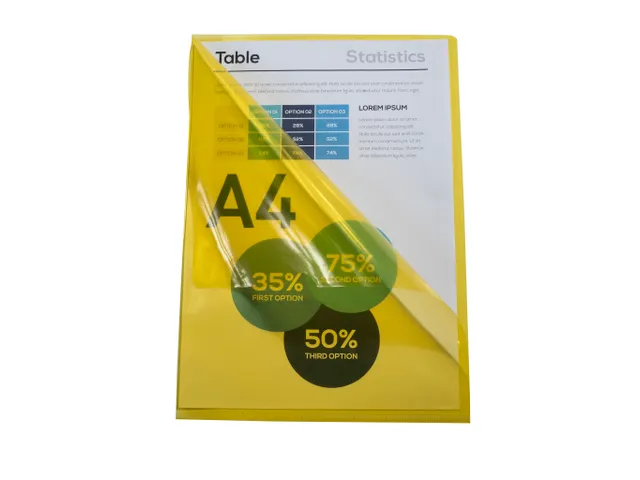 100 L-Mappen A4 Gladde Pvc Geel Sterke Kwaliteit 0.13mm