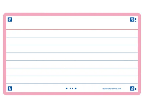 Flashcard Oxford 2.0 75x125mm 80 feuilles 250g ligné rose