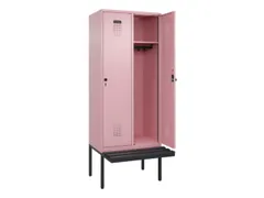 locker met bank,HxBxD 2120x800x815mm,2vak,vak B 400mm,draaigrendel