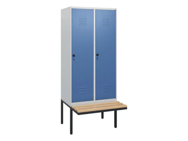 locker met bank,HxBxD 1950x800x815mm,2vak,vak B 400mm,draaigrendel