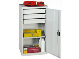 Draaideurkast 1000x500x500mm 3laden 1legbord Lichtgrijs Ral7035