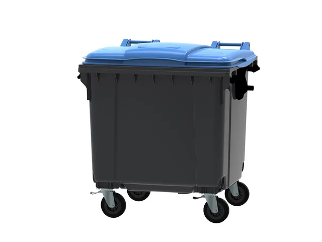 Container 1100 liter vlak deksel Grijs Blauw