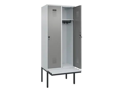 locker met bank,HxBxD 2120x800x815mm,2vak,vak B 400mm,draaigrendel