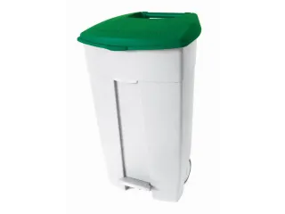 afvalbak,1x120l,HxBxD 890x560x480mm,romp PE wit,deksel PE groen - 1