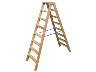dubbele ladder,beide zijden,2x8treden,Stand H 1,3m,balk L 1,85m,hout - 1