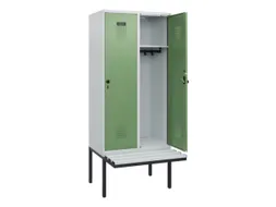 locker met bank,HxBxD 1950x800x815mm,2vak,vak B 400mm,draaigrendel