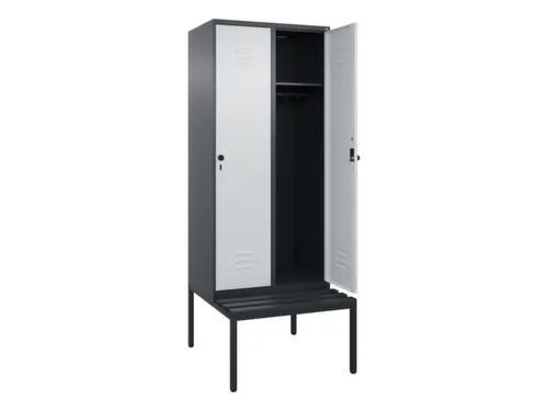 locker met bank,HxBxD 2120x800x815mm,2vak,vak B 400mm,draaigrendel