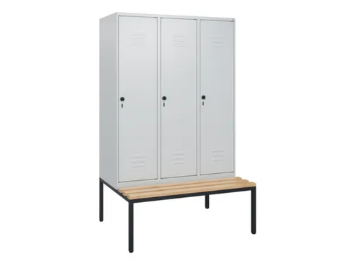 locker met bank,HxBxD 1950x1200x815mm,3vak,vak B 400mm,draaigrendel