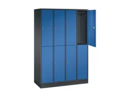 Dubbeldekse garderobekast,HxBxD 1950x1220x500mm,4x2vak.,vak B 260mm