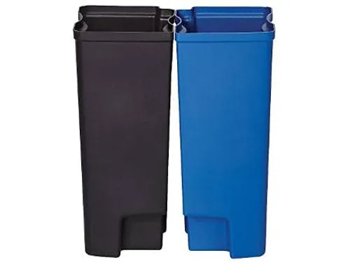 Recycling binnenbakken 2x15 liter End Step RVS Zwart Blauw Kunststof